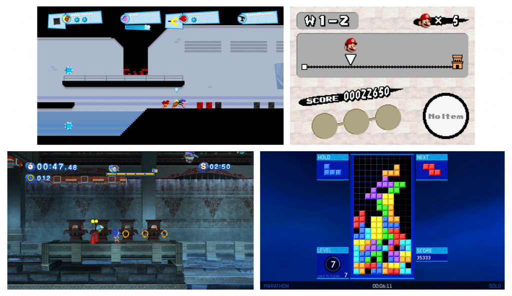 A mood board featuring game user interfaces that will inspire the gameplay heads up display of Slither n' Sizzle.