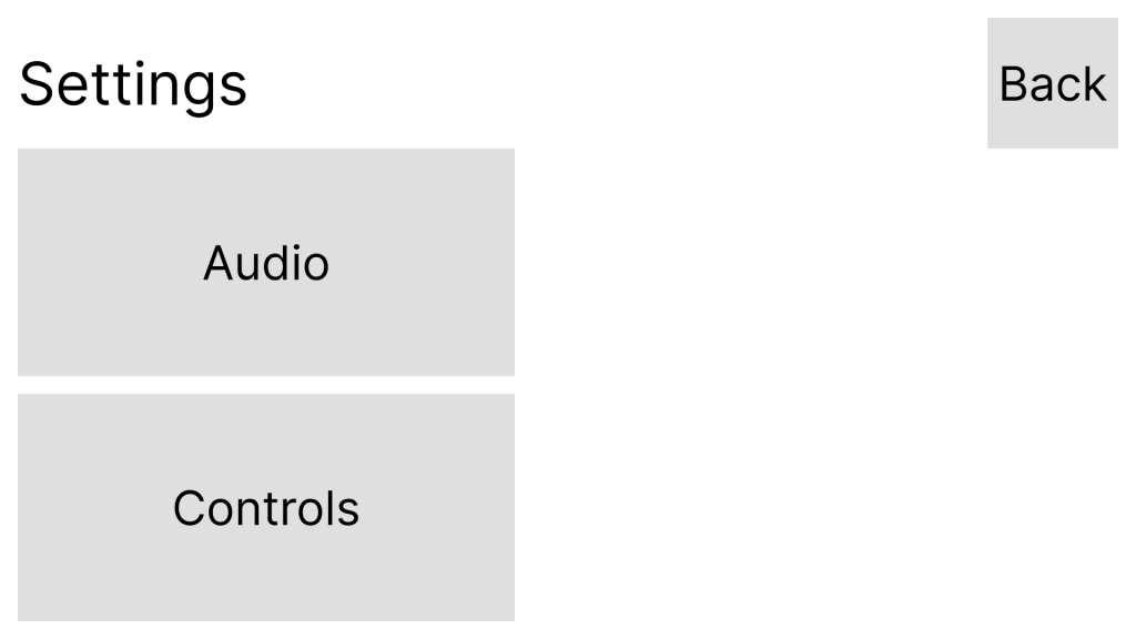 A concept digital wireframe of the settings menu.