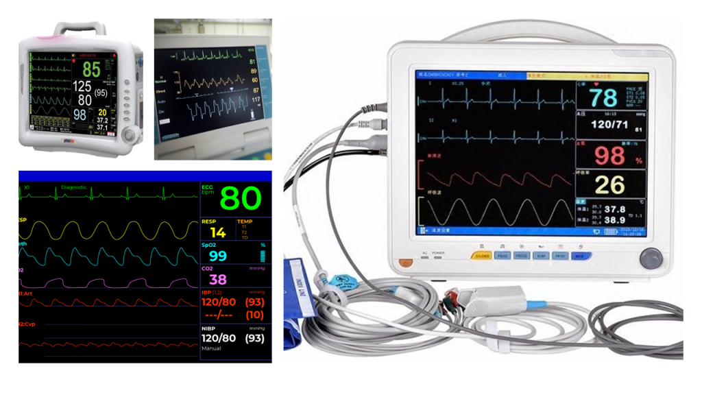 A mood board featuring various hospital monitors.
