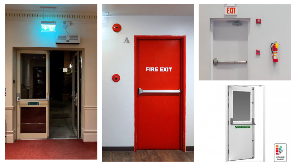 A mood board featuring various fire exits.
