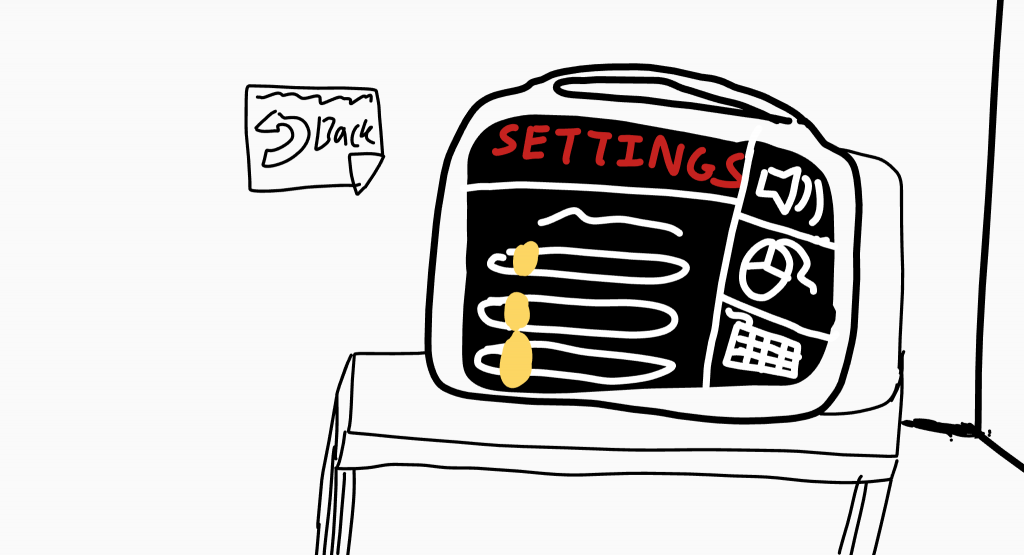A concept sketch of the hospital monitor inspired settings menu.